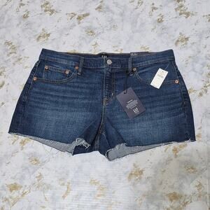 Gap Denim Shorts Stretch Women Size 31 Blue 3" Cut Off Raw Hem Mid Rise New